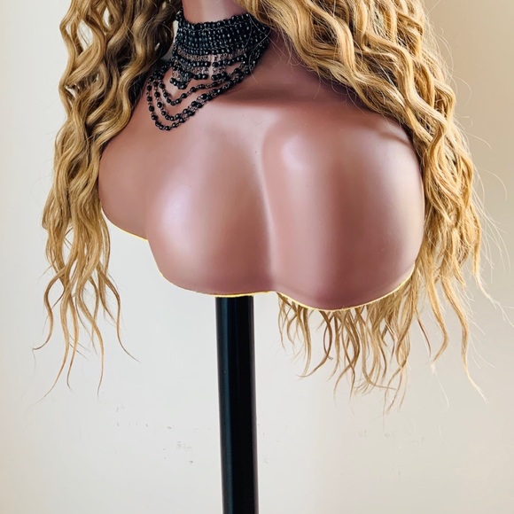 Gorgeous Ombre Golden Brown Premium Fiber Lace Front Wig - Picture 6 of 10